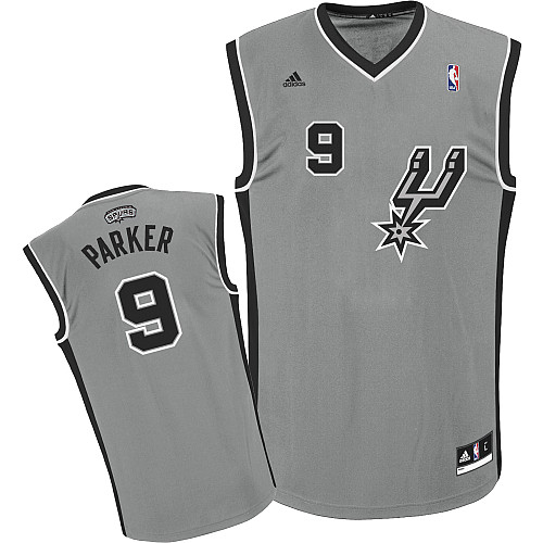 NBA San Antonio Spurs 9 Tony Parker New Revolution 30 Swingman Alternate Grey Jersey New for The 2012 13 Season